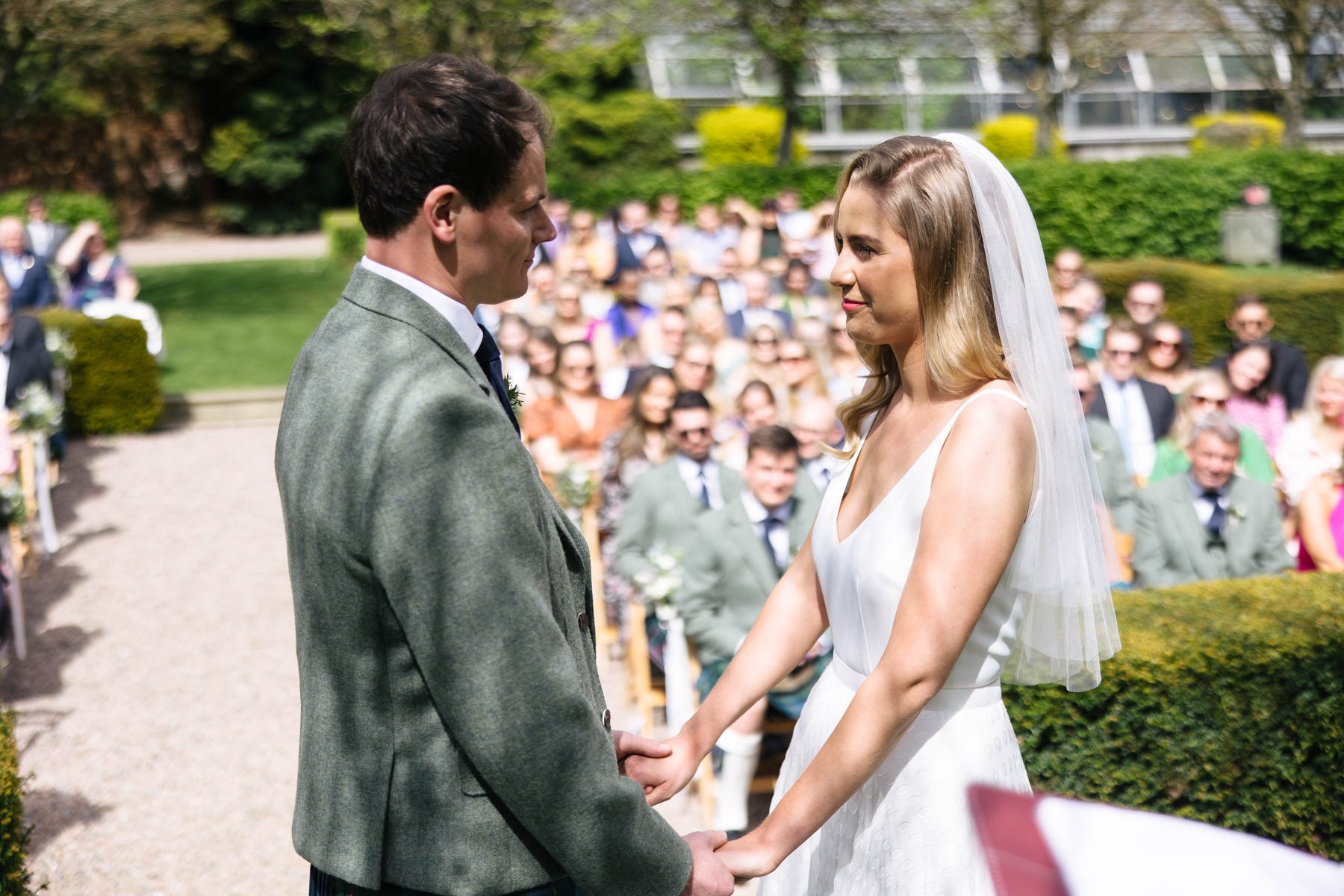 Outdoor Ceremony in the Walled Gardens at Larchfield Estate Premier Wedding Venue Ireland