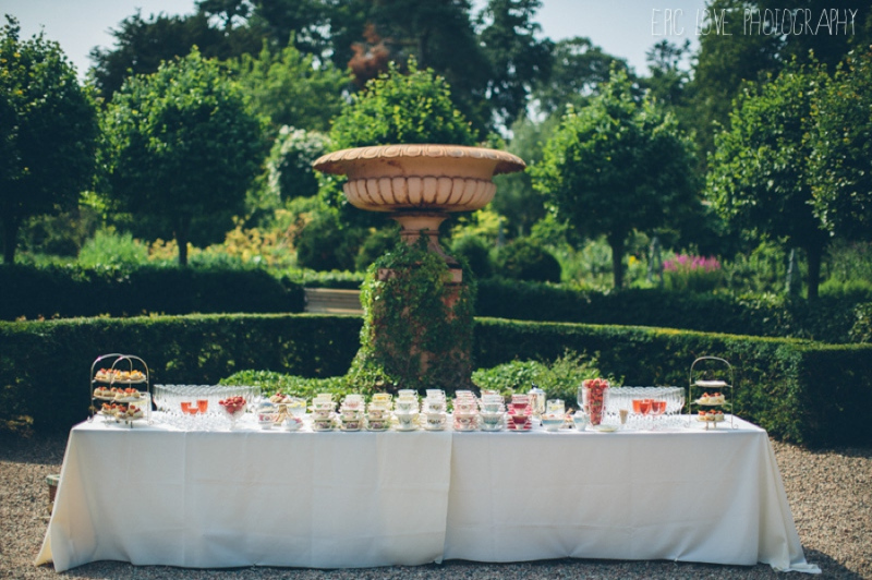 Drinks Reception in the Sunken Garden at Larchfield Estate Best Wedding Venue Ireland