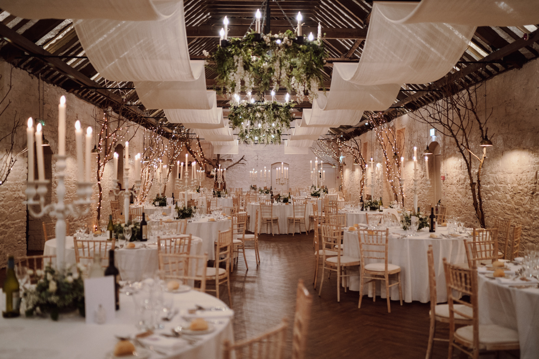 Romantic Styling in the Wedding Barn at Larchfield Estate Irish Wedding Venue