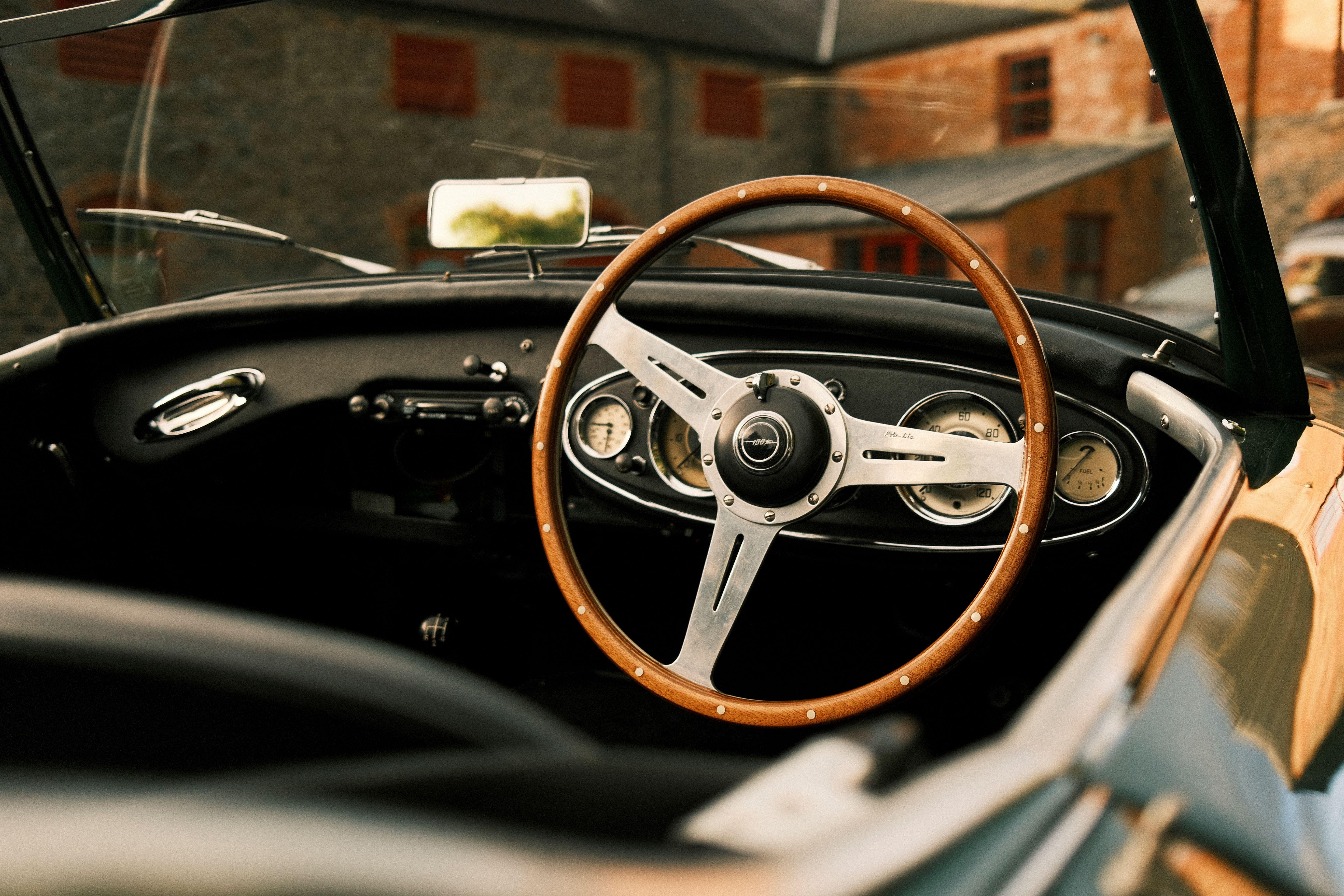 Classic Car parked outside the stables at Larchfield Estate