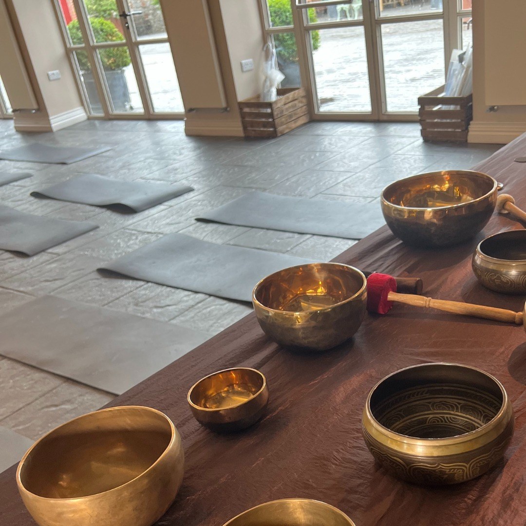 Sound Bowls in the Orangery at Larchfield Estate Corporate and Wellness Retreat Location Northern Ireland