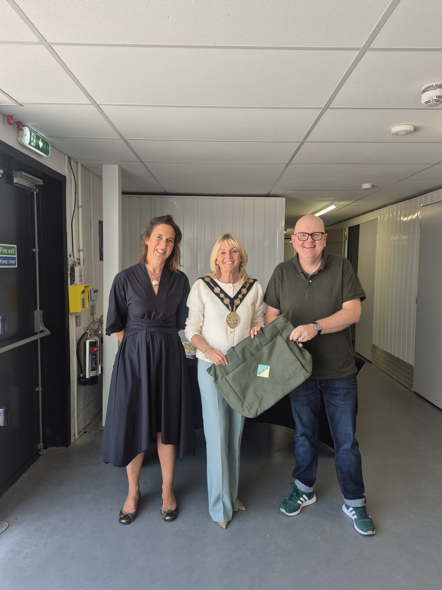 The Mayor of LCCC Dave Linton of Madlug and Sarah Mackie of Think Storage in Think Storage Self Storage Facilities Co Down