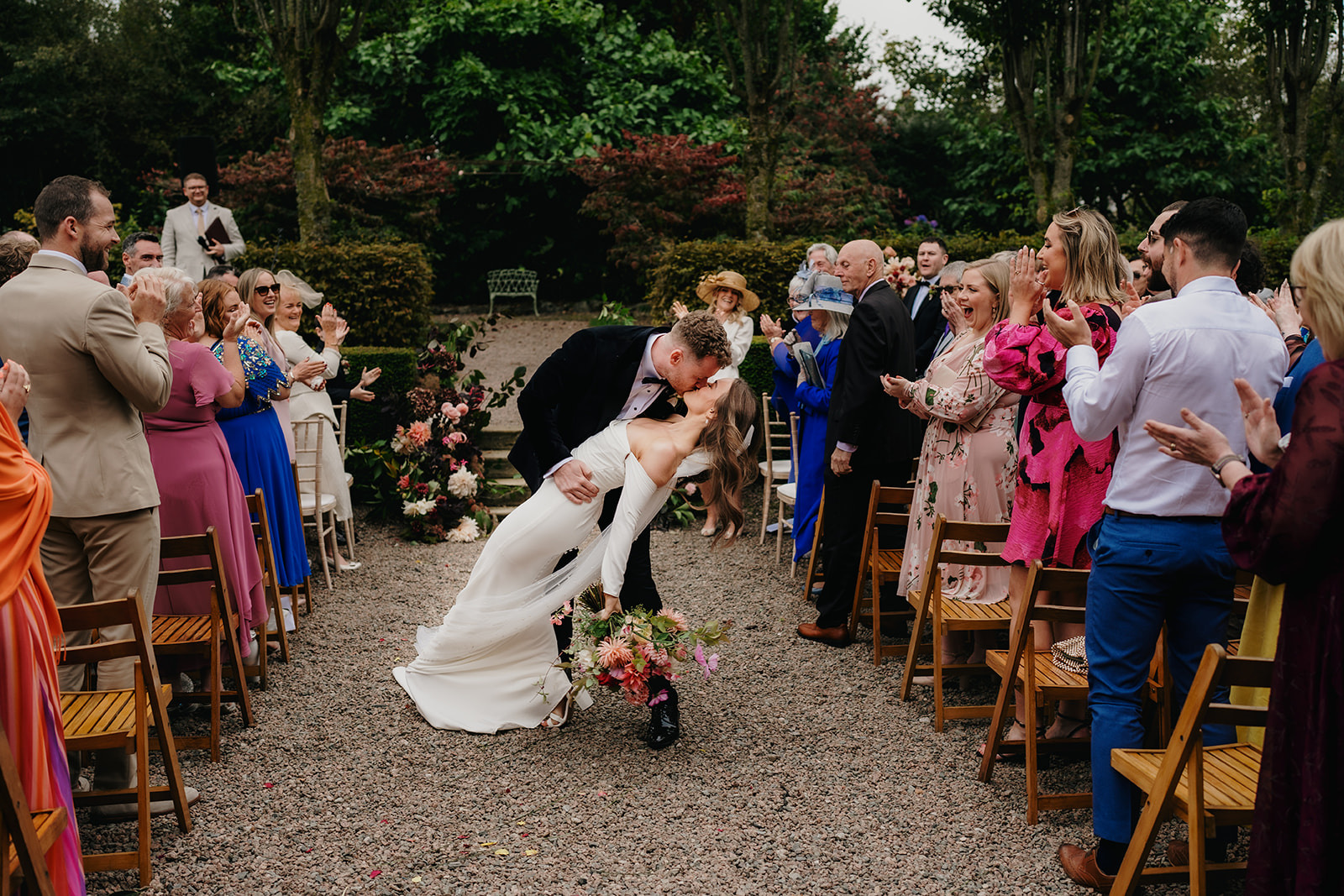 Romantic Kiss post Ceremony at Larchfield Estate Co Down