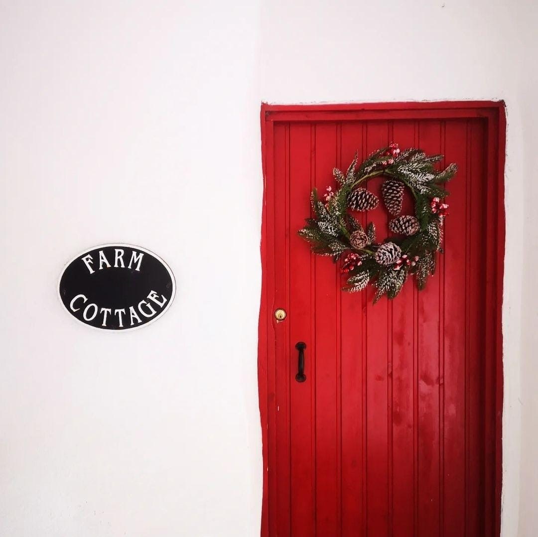 Christmas decorations outside Farm Cottage Larchfield Estate Northern Ireland Premier Self Catering